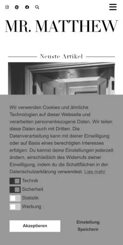 Anteprima del sito Mister Matthew, media di Germania per articoli sponsorizzati
