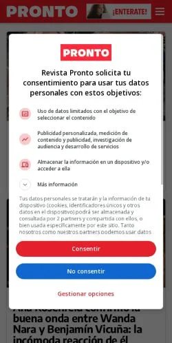 Voorbeeld van de site Revista Pronto, medium uit Argentinië voor gesponsorde artikelen