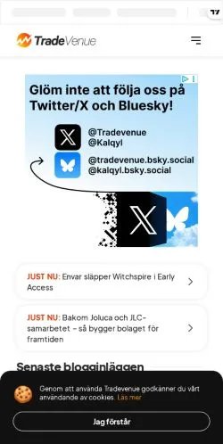 스폰서 기사용 스웨덴 매체 TradeVenue 사이트 미리보기