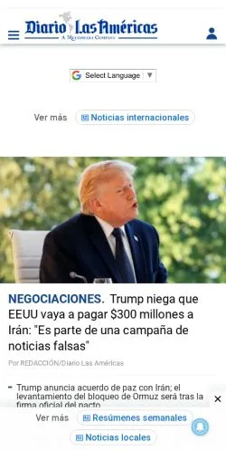 Podgląd witryny Diario Las Américas, medium z kraju Hiszpania do artykułów sponsorowanych