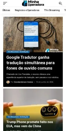 스폰서 기사용 브라질 매체 Minha Operadora 사이트 미리보기