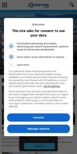 Anteprima del sito Poblanerias, media di Messico per articoli sponsorizzati