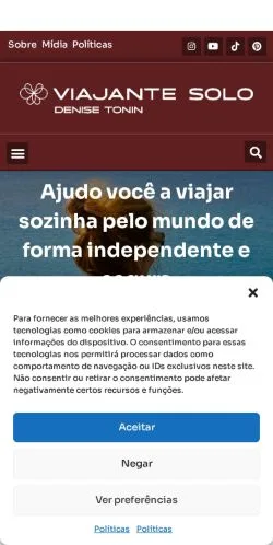 Anteprima del sito Viajante Solo, media di Brasile per articoli sponsorizzati