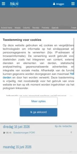 Voorbeeld van de site FOK, medium uit Nederland voor gesponsorde artikelen