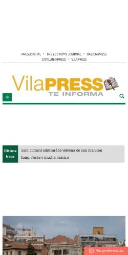 Anteprima del sito VilaPress, media di Spagna per articoli sponsorizzati
