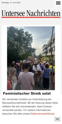 Podgląd witryny Frauenfelder Nachrichten, medium z kraju Szwajcaria do artykułów sponsorowanych