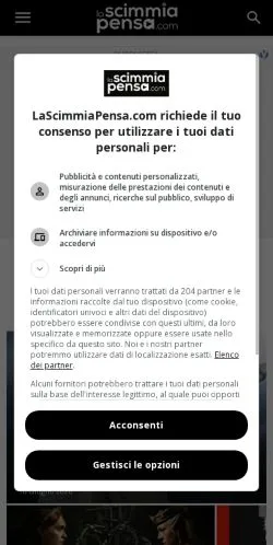 Anteprima del sito LaScimmiaPensa, media di Italia per articoli sponsorizzati