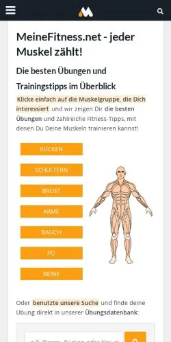 Anteprima del sito MeineFitness, media di Germania per articoli sponsorizzati