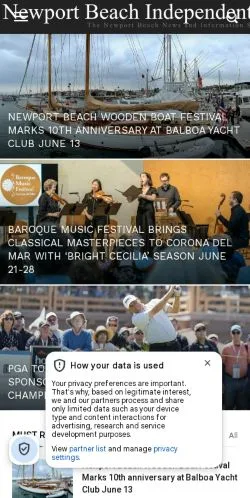 Anteprima del sito Newport Beach Indy, media di Stati Uniti per articoli sponsorizzati