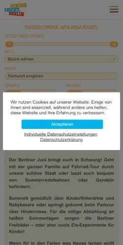 Anteprima del sito Kinderleicht Berlin, media di Germania per articoli sponsorizzati