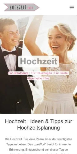 Anteprima del sito Hochzeit Ideen, media di Germania per articoli sponsorizzati