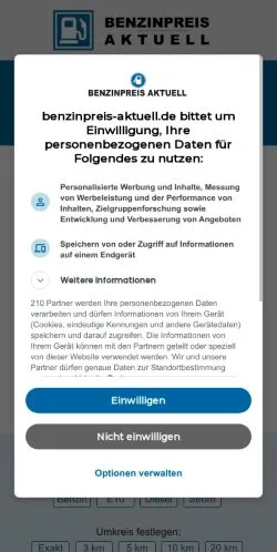 스폰서 기사용 독일 매체 Benzinpreis Aktuell 사이트 미리보기