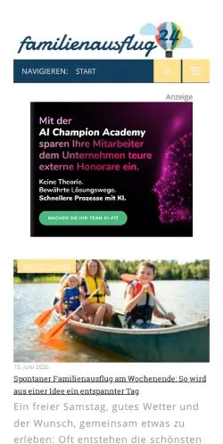 Anteprima del sito Familienausflug24, media di Germania per articoli sponsorizzati