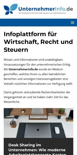 Anteprima del sito Unternehmerinfo, media di Germania per articoli sponsorizzati