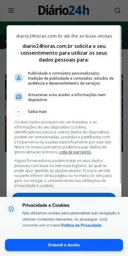 Vista previa del sitio Diário 24 Horas, medio de Brasil para artículos patrocinados