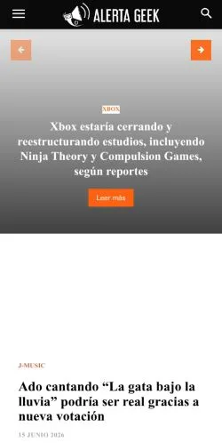 스폰서 기사용 스페인 매체 Alerta Geek 사이트 미리보기