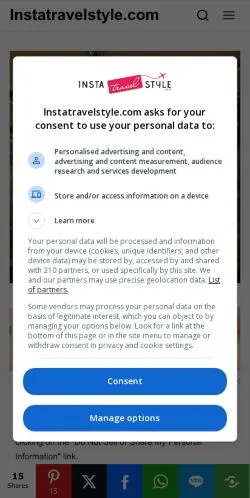 Anteprima del sito Instatravelstyle, media di Stati Uniti per articoli sponsorizzati