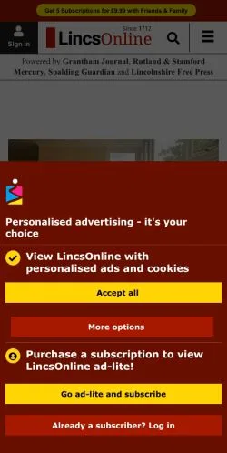 Anteprima del sito LincsOnline, media di Regno Unito per articoli sponsorizzati