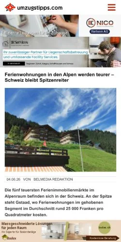 Anteprima del sito Umzugstipps, media di Germania per articoli sponsorizzati