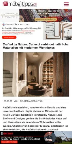 スポンサード記事向けのスイスメディア、Moebeltippsのサイトプレビュー