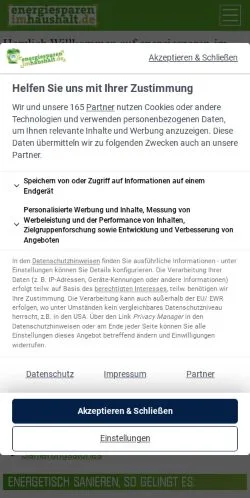 Podgląd witryny Energiesparen im Haushalt, medium z kraju Niemcy do artykułów sponsorowanych