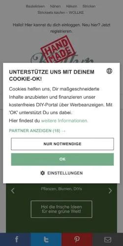 Anteprima del sito HANDMADE Kultur & Wollke, media di Germania per articoli sponsorizzati