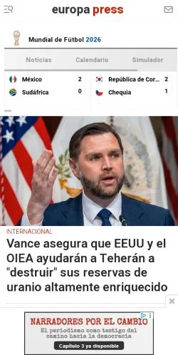 Anteprima del sito Europa Press, media di Spagna per articoli sponsorizzati