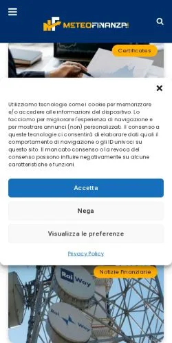 Anteprima del sito Meteo Finanza, media di Italia per articoli sponsorizzati
