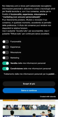 Förhandsvisning av webbplatsen Italpress, medium i Italien för sponsrade artiklar