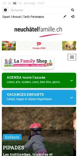 스폰서 기사용 스위스 매체 Neuchâtel Famille 사이트 미리보기