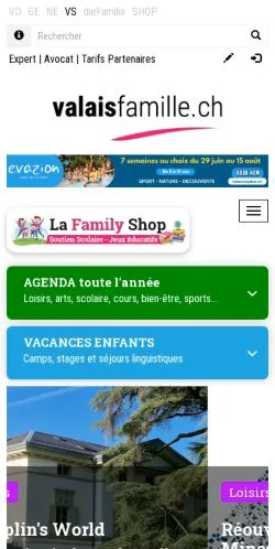 Anteprima del sito Valais Family, media di Svizzera per articoli sponsorizzati