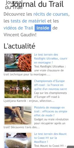 Podgląd witryny Journal Du Trail, medium z kraju Francja do artykułów sponsorowanych