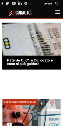 Aperçu du site SICURAUTO, média de Italie pour articles sponsorisés