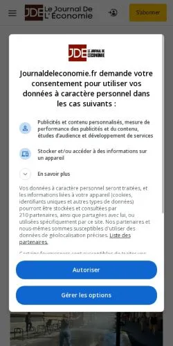 Pré-visualização do site Journal de l'Economie, meio de França para artigos patrocinados