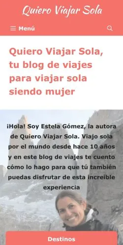 Anteprima del sito Quiero Viajar Sola, media di Spagna per articoli sponsorizzati