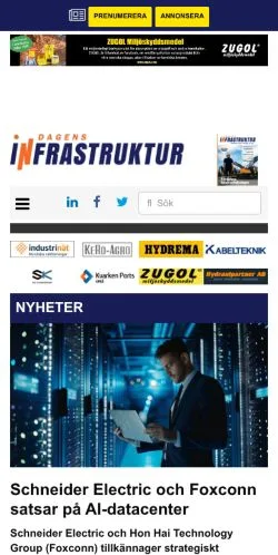Anteprima del sito Dagens Infrastruktur, media di Svezia per articoli sponsorizzati