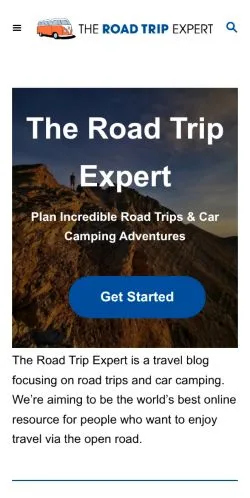 Vista previa del sitio The Road Trip Expert, medio de Reino Unido para artículos patrocinados