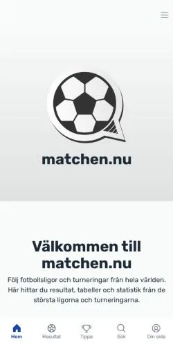 Forhåndsvisning av nettstedet Matchen, medium fra Sverige for sponsede artikler