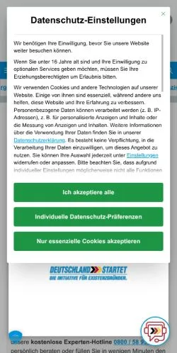 Podgląd witryny Deutschland Startet, medium z kraju Niemcy do artykułów sponsorowanych