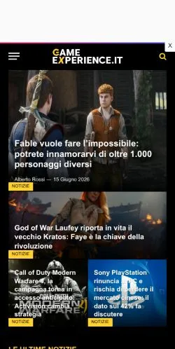 Voorbeeld van de site Game-eXperience, medium uit Italië voor gesponsorde artikelen