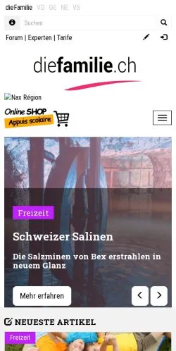 Podgląd witryny DieFamilie, medium z kraju Szwajcaria do artykułów sponsorowanych