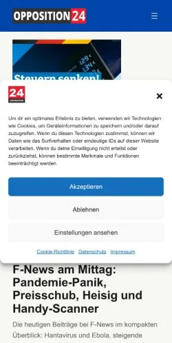 Forhåndsvisning av nettstedet Opposition24, medium fra Tyskland for sponsede artikler