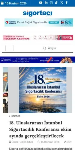 スポンサード記事向けのトルコメディア、Sigortacı Gazetesiのサイトプレビュー