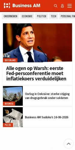 Anteprima del sito Business AM, media di Belgio per articoli sponsorizzati
