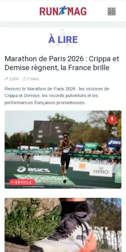 Pré-visualização do site RunMag, meio de França para artigos patrocinados