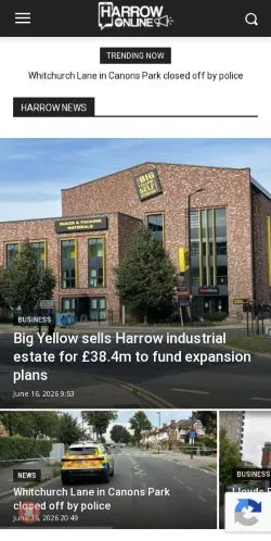 Voorbeeld van de site Harrow Online, medium uit Verenigde Staten voor gesponsorde artikelen