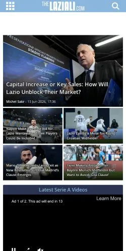 Anteprima del sito The Laziali, media di Stati Uniti per articoli sponsorizzati