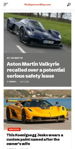 Anteprima del sito The Supercar Blog, media di Stati Uniti per articoli sponsorizzati