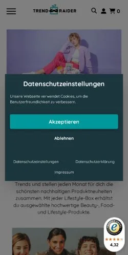 Vista previa del sitio TrendRaider, medio de Alemania para artículos patrocinados