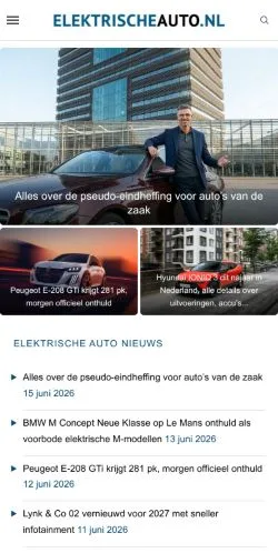 스폰서 기사용 네덜란드 매체 Elektrische Auto Nieuws 사이트 미리보기